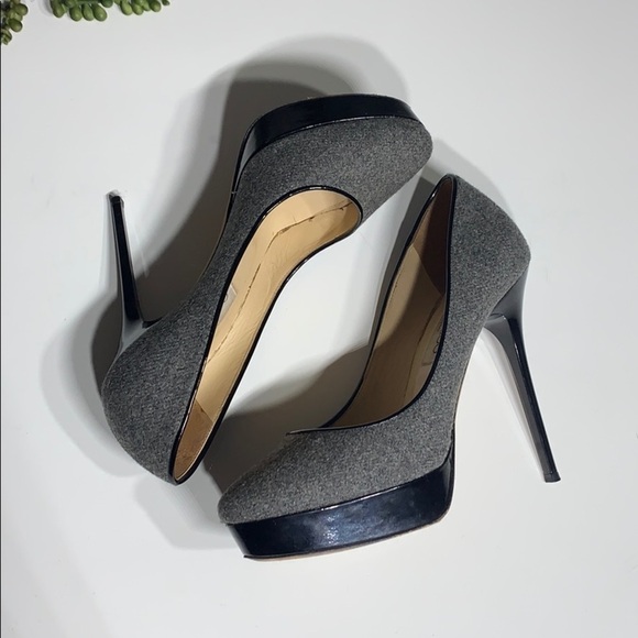 Jimmy Choo Felt Round Toe Platform Stiletto heels size 7 grey black - Picture 4 of 8